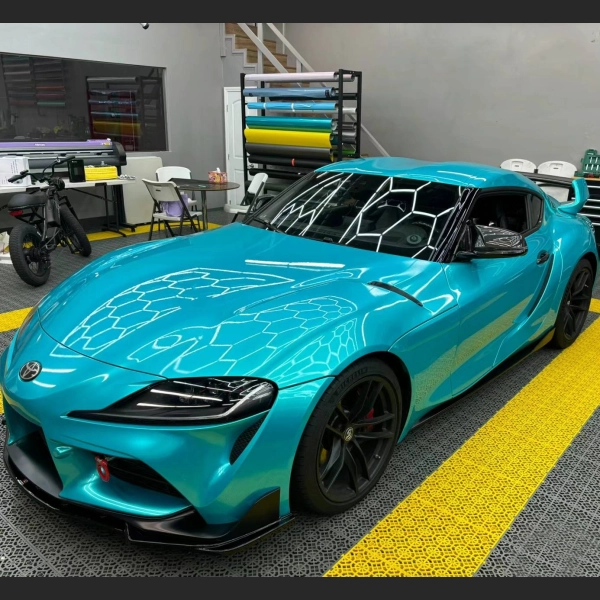 Gloss Metal Paint Lake Blue Car Vinyl Wrap