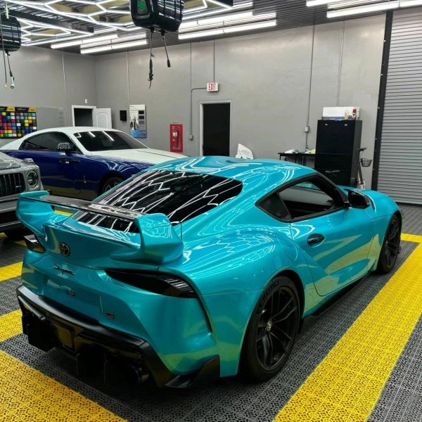 Gloss Metal Paint Lake Blue Car Vinyl Wrap