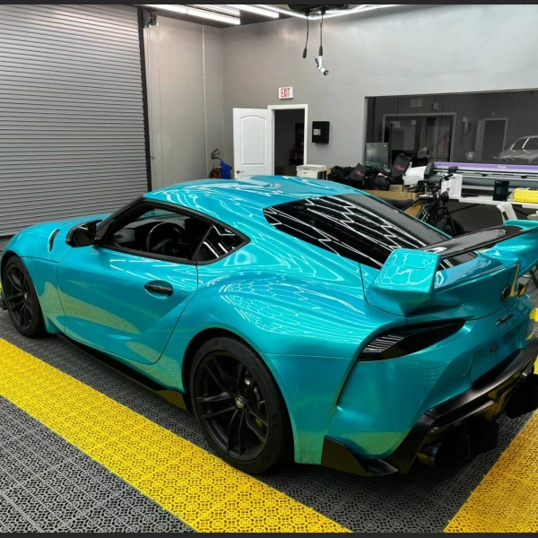 Gloss Metal Paint Lake Blue Car Vinyl Wrap