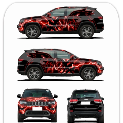 Red Lightning Customized Car Vinyl Wrap 01