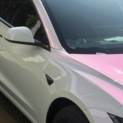 Gloss White Purple Car Vinyl Wrap 02