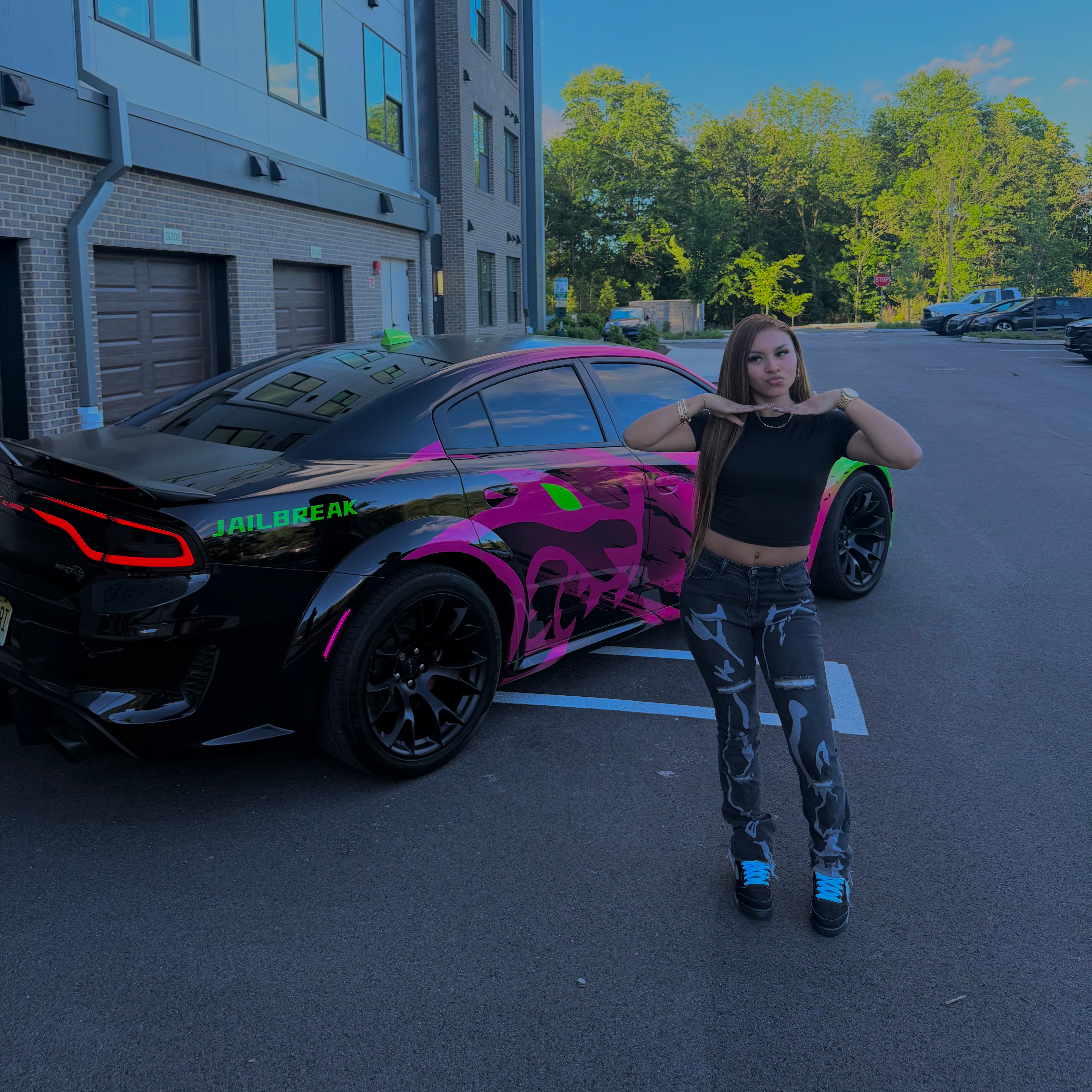 Green And Pink Gradient Customized Car Vinyl Wrap