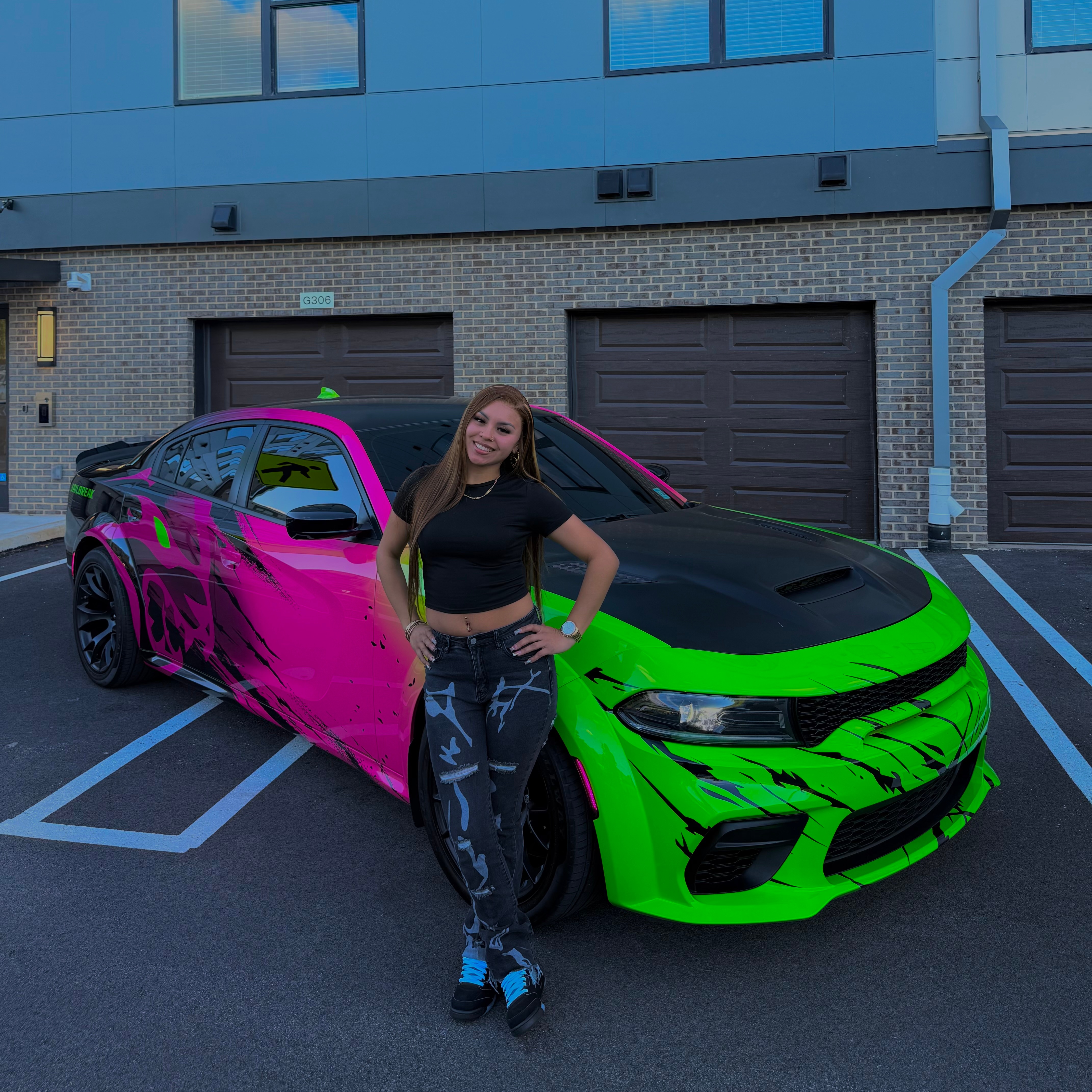Green And Pink Gradient Customized Car Vinyl Wrap