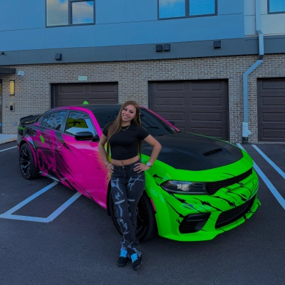 Green And Pink Gradient Customized Car Vinyl Wrap 02