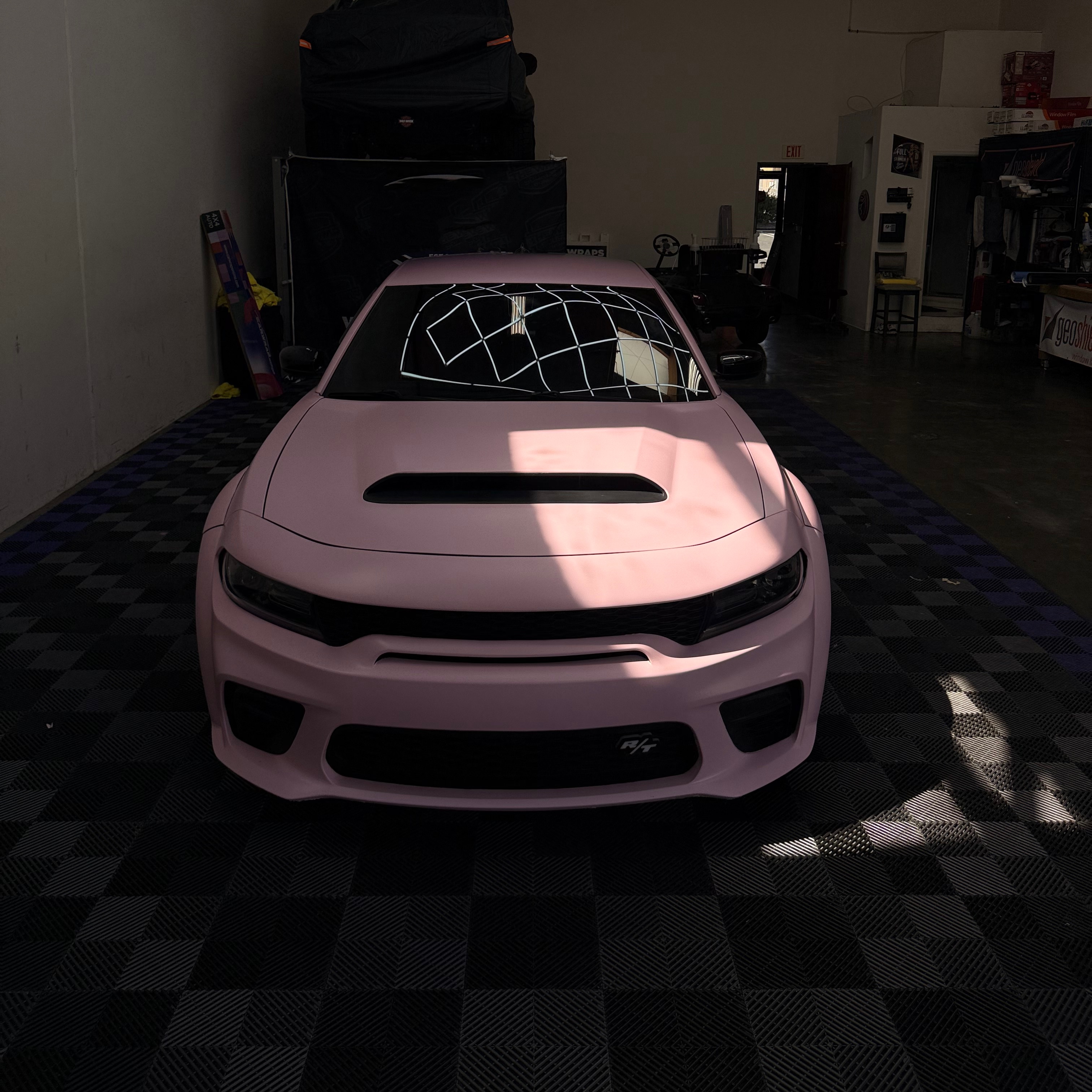 Pink And Black Gradient Customized Car Vinyl Wrap