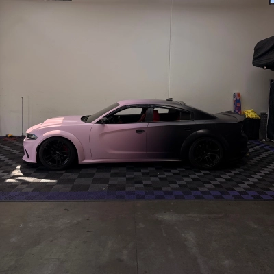 Pink And Black Gradient Customized Car Vinyl Wrap 02