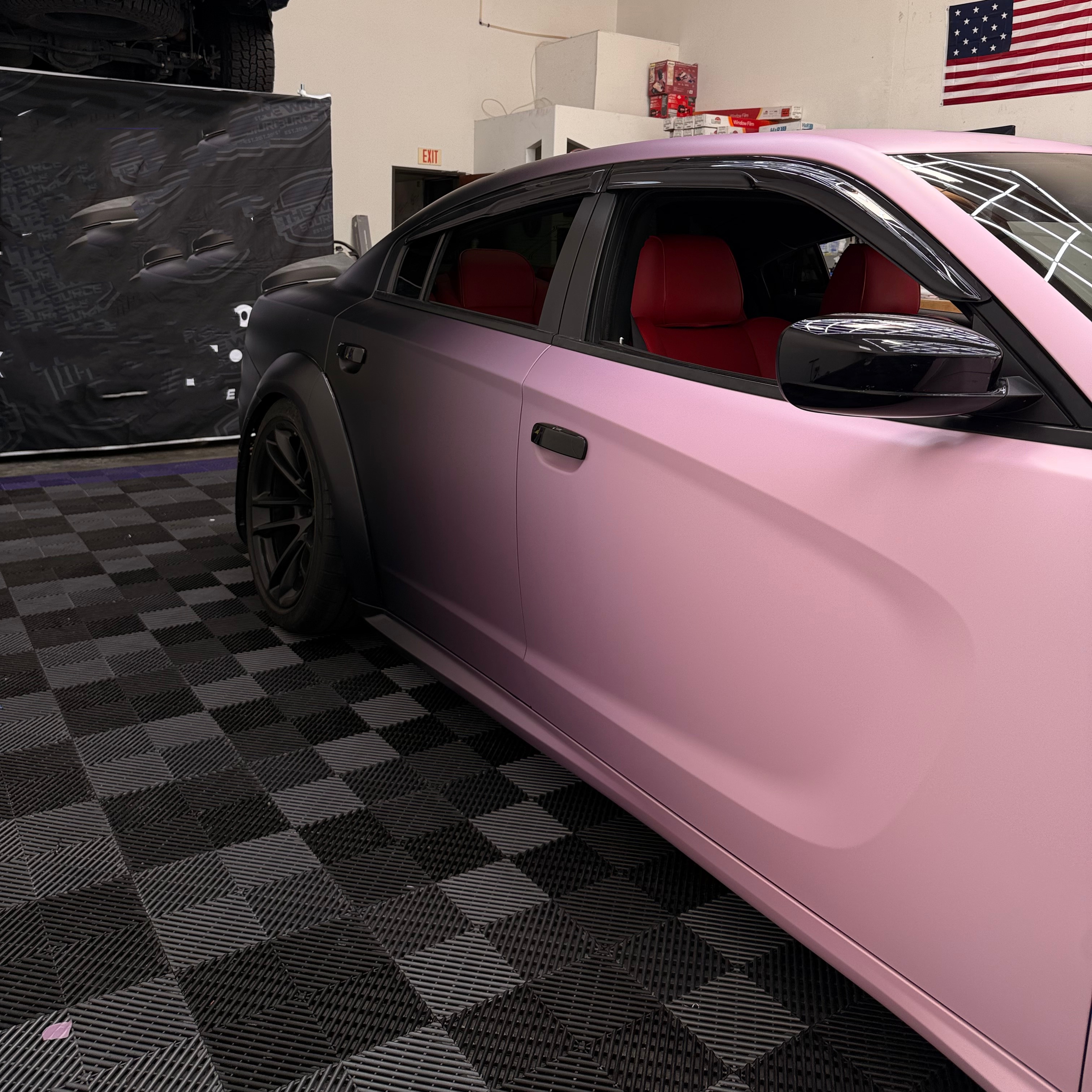 Pink And Black Gradient Customized Car Vinyl Wrap