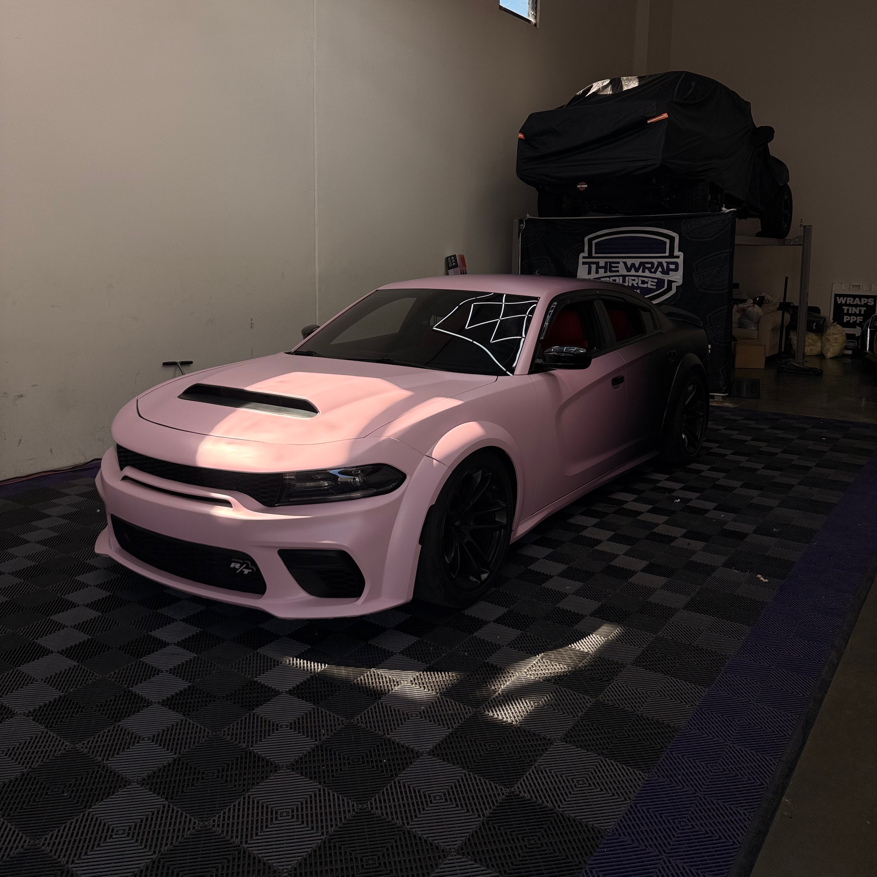 Pink And Black Gradient Customized Car Vinyl Wrap