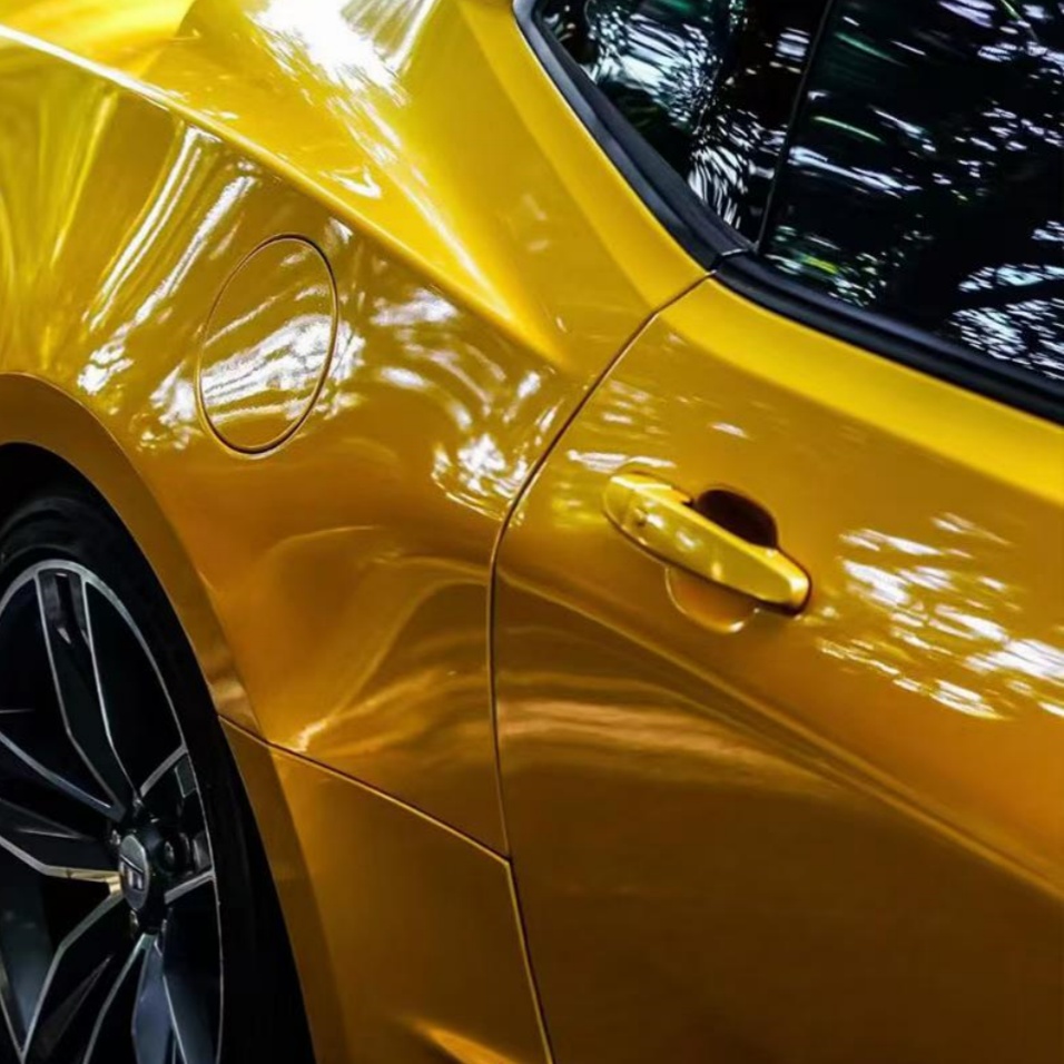 Gloss Metallic Golden Yellow Car Vinyl Wrap