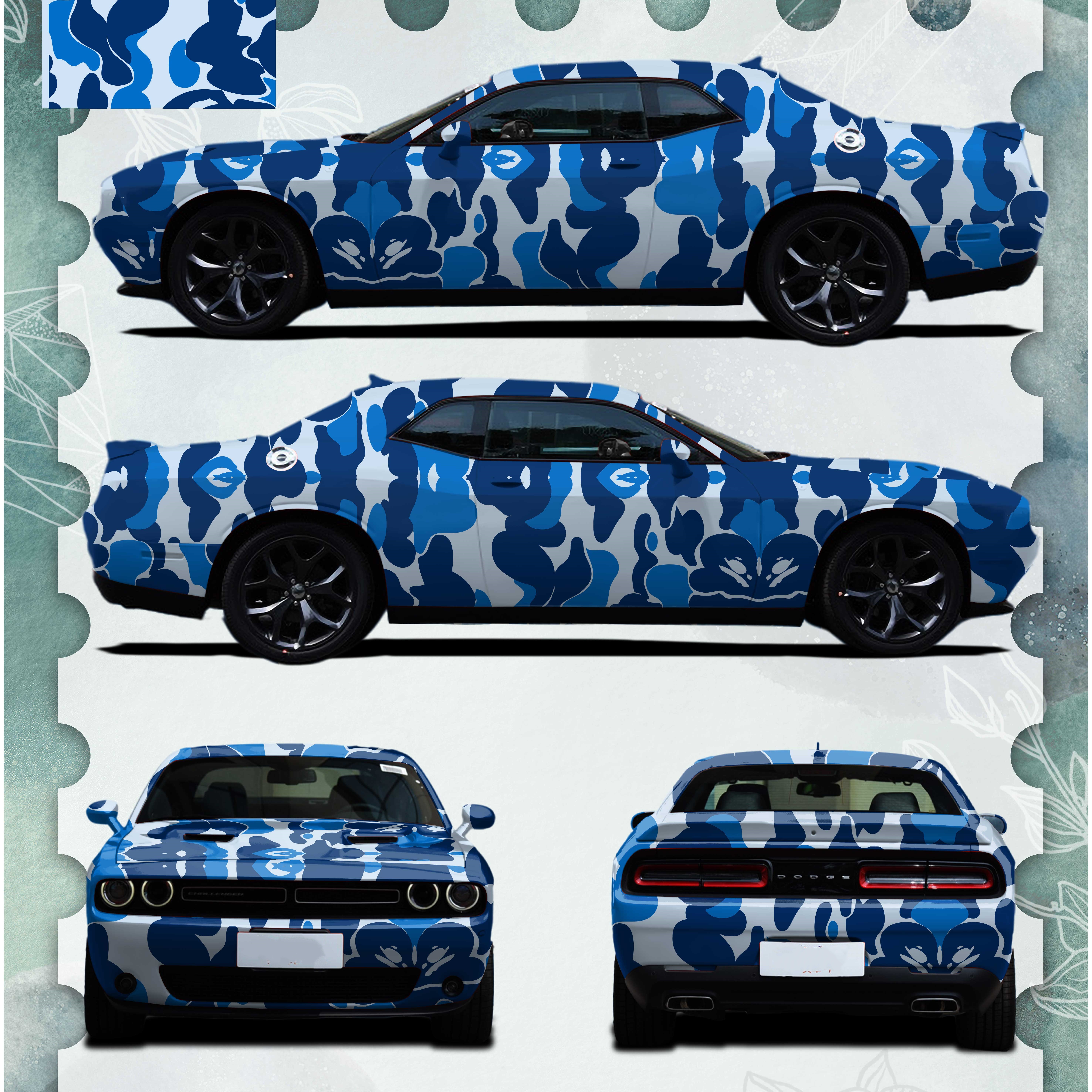 Blue Camo Custom Car Vinyl Wrap