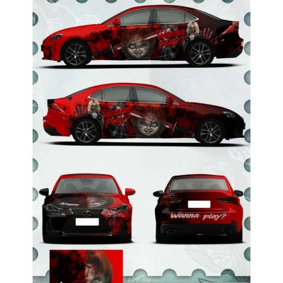Red Chucky Customized Car Vinyl Wrap 01