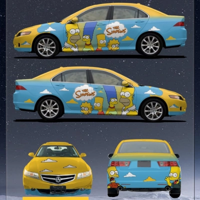 Simpsons Customized Car Vinyl Wrap 01