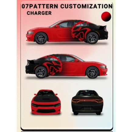 Hellcat Red And Black Gradient Customized Car Vinyl Wrap