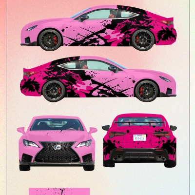 Splashed Pink Customized Car Vinyl Wrap 01