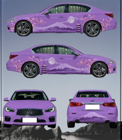 Purple Fuji Sakura Customized Car Vinyl Wrap