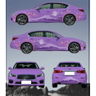 Purple Fuji Sakura Customized Car Vinyl Wrap 01