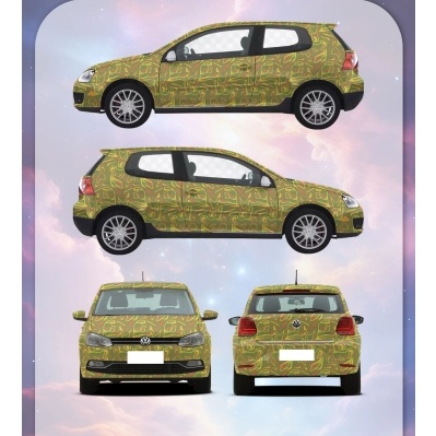 Green And Orange Camouflage Customized Car Vinyl Wrap