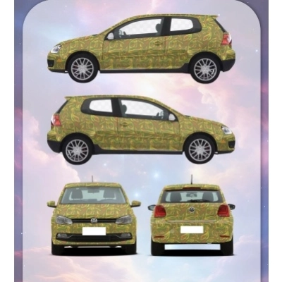 Green And Orange Camouflage Customized Car Vinyl Wrap 01