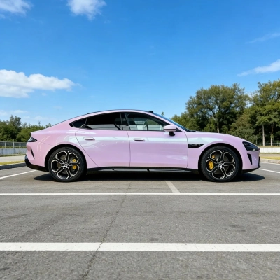 PET Bluish Peach Pink Car Vinyl Wrap 02
