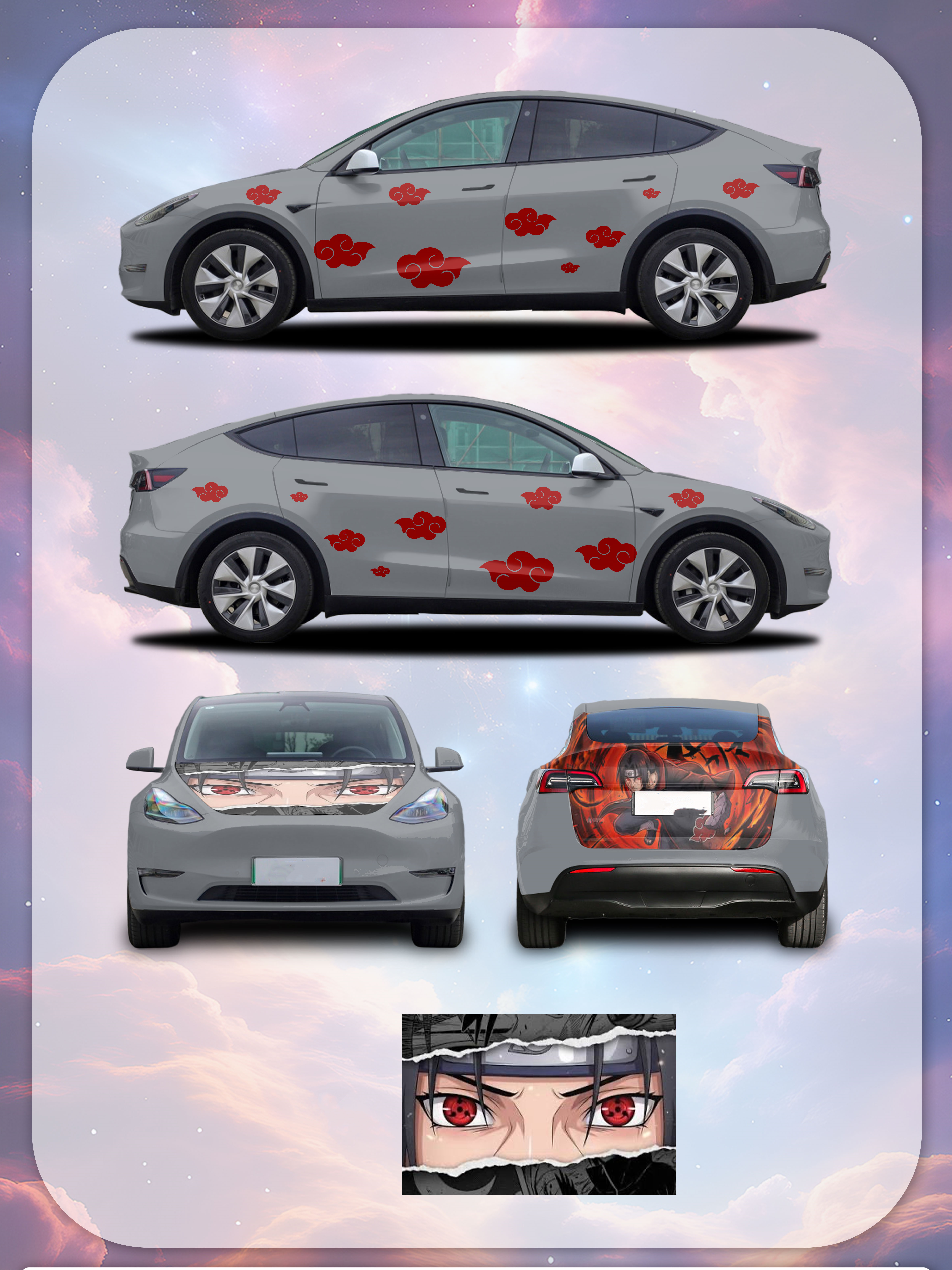 Akatsuki Red Cloud Anime Customized Car Vinyl Wrap