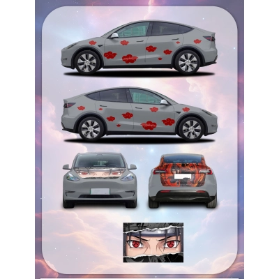Akatsuki Red Cloud Anime Customized Car Vinyl Wrap 01