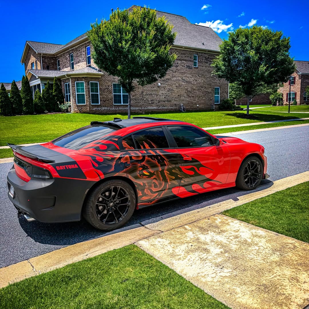 Hellcat Red Customized Car Vinyl Wrap
