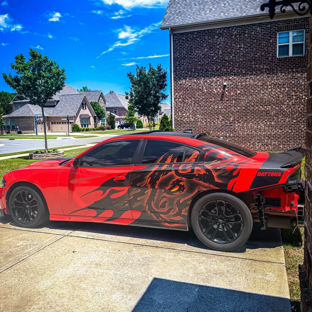 Hellcat Red Customized Car Vinyl Wrap