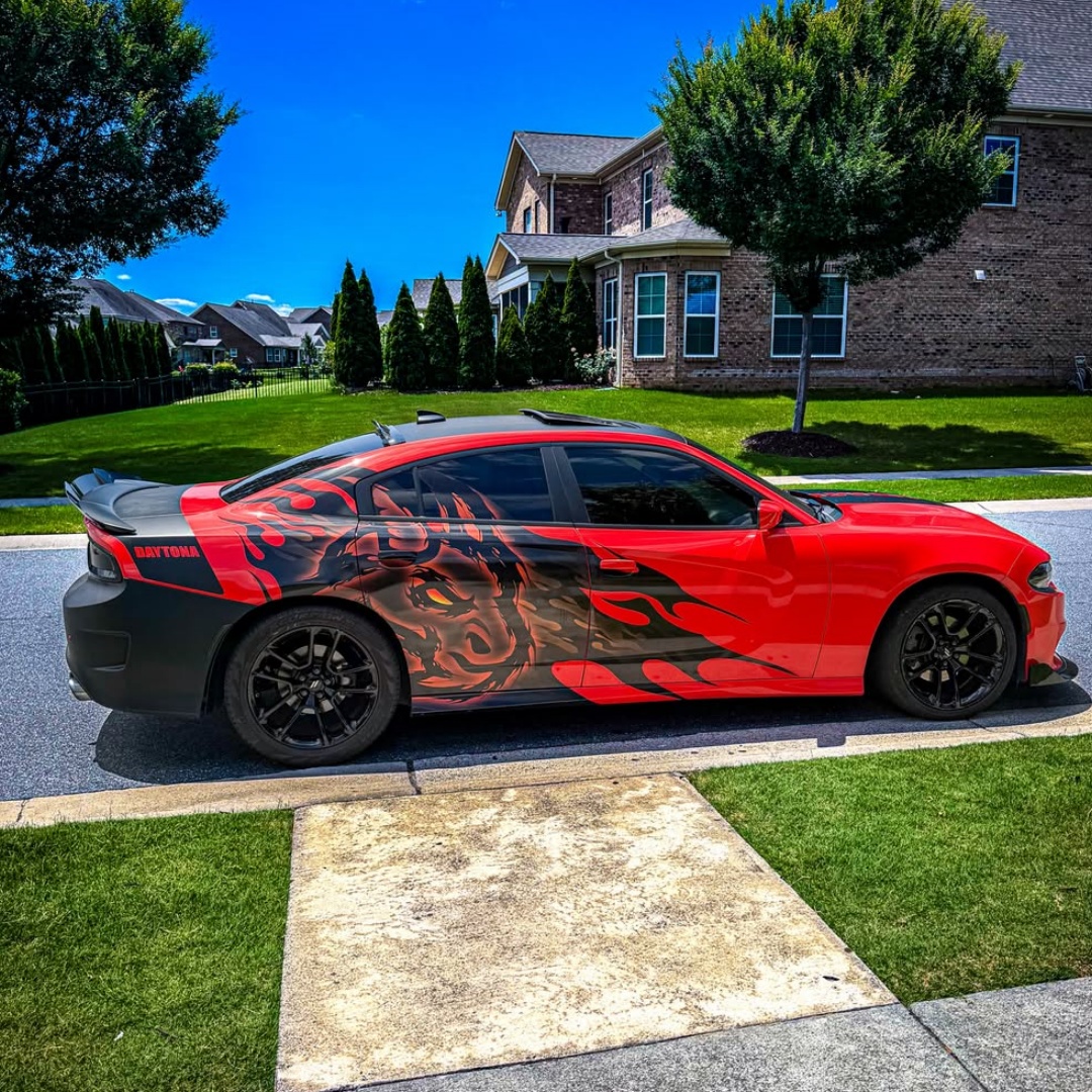 Hellcat Red Customized Car Vinyl Wrap