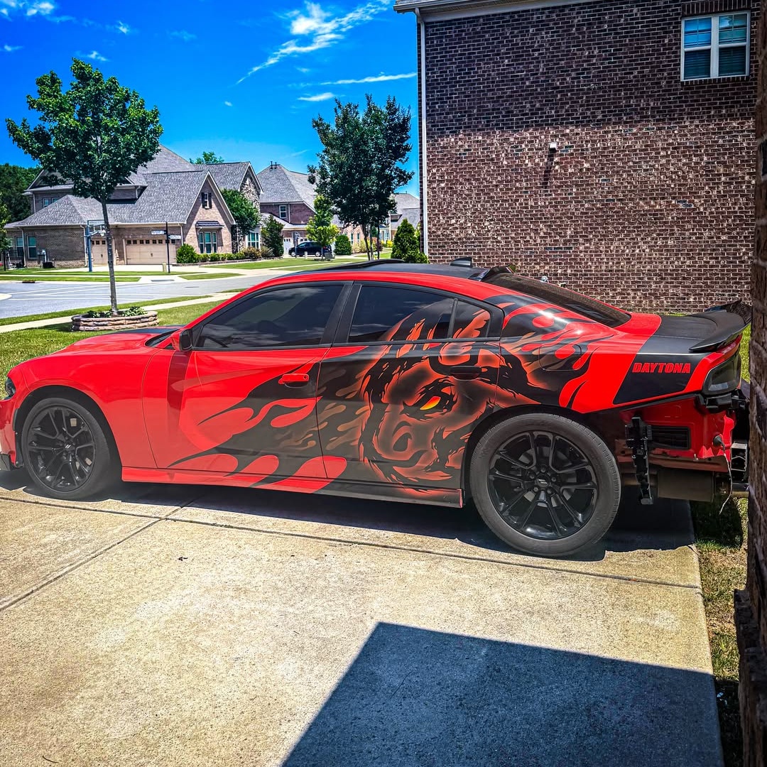 Hellcat Red Customized Car Vinyl Wrap