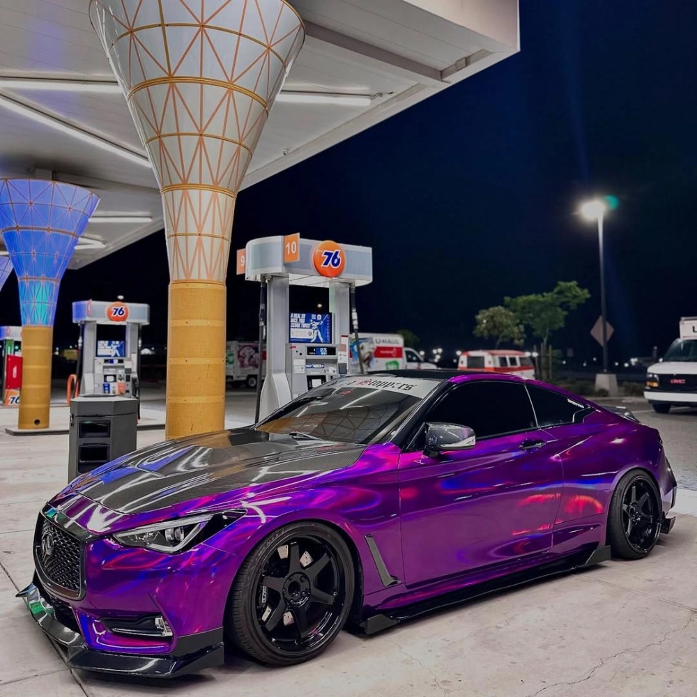 PET Gloss Laser Chrome Purple Car Vinyl Wrap