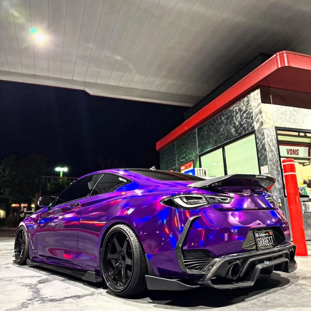 PET Gloss Laser Chrome Purple Car Vinyl Wrap