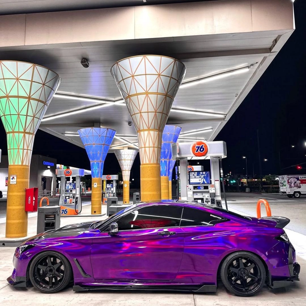 PET Gloss Laser Chrome Purple Car Vinyl Wrap