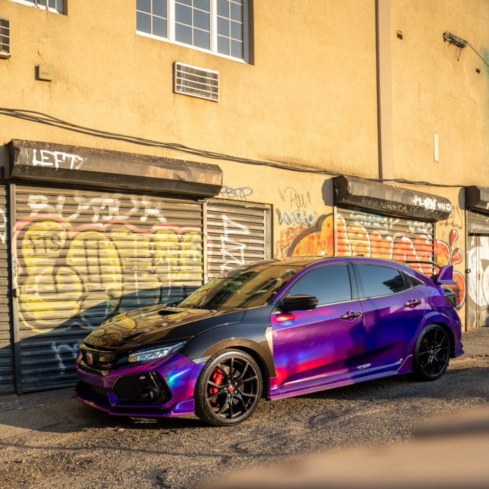 PET Gloss Laser Chrome Purple Car Vinyl Wrap
