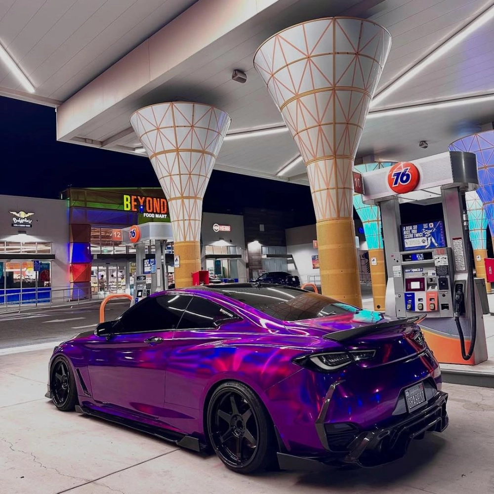 PET Gloss Laser Chrome Purple Car Vinyl Wrap