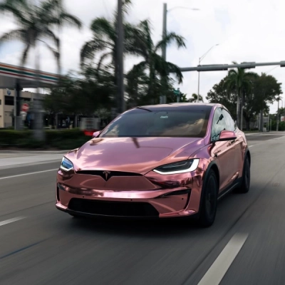 Gloss Rose Gold Mirror Chrome Car Vinyl Wrap 02
