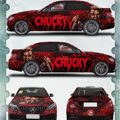 AMG Red Chucky Customized Car Vinyl Wrap 01