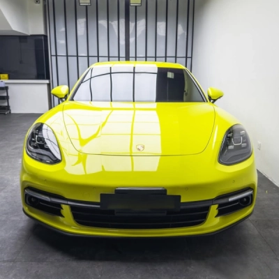 Gloss Crystal Lemon Yellow Car Vinyl Wrap 02