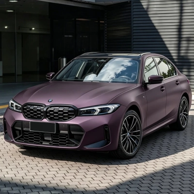 PET Ultra Matte Black Purple Car Vinyl Wrap 02