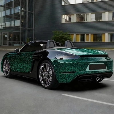 Super Gloss Black Green Carbon Car Vinyl Wrap 01