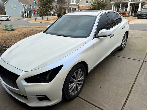 Gloss White Blue Car Vinyl Wrap review 
