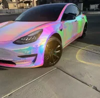 Holographic Chrome Rainbow White Car Vinyl Wrap (Non-Stretchable) review 0