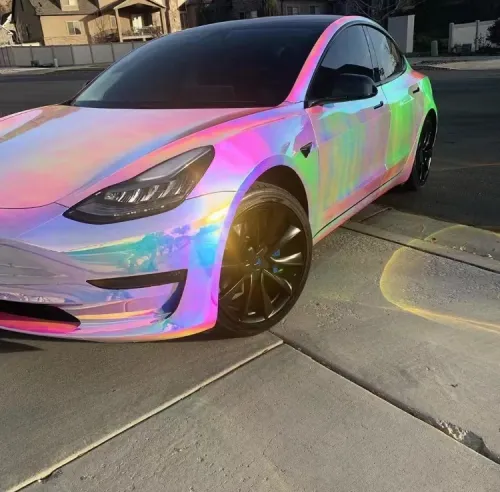 Holographic Chrome Rainbow White Car Vinyl Wrap (Non-Stretchable) review 