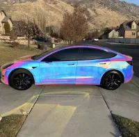 Holographic Chrome Rainbow White Car Vinyl Wrap (Non-Stretchable) review 2