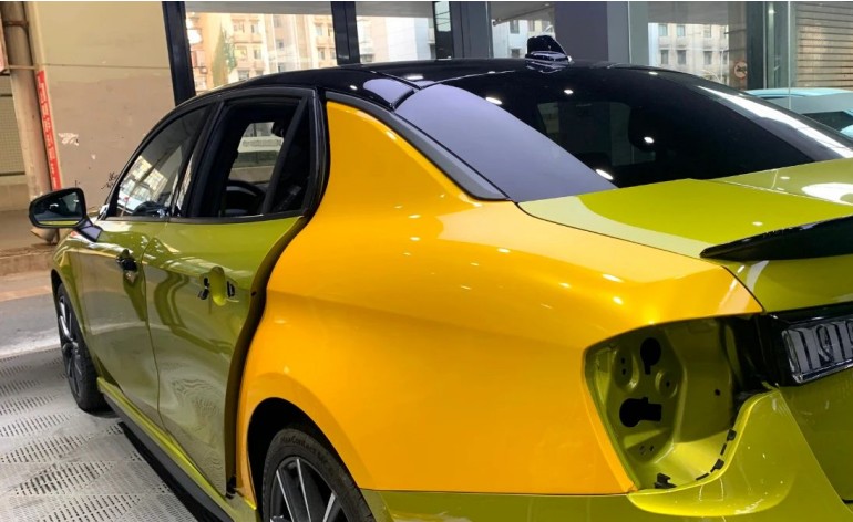 Gloss Metallic Golden Yellow Car Vinyl Wrap review borber 01