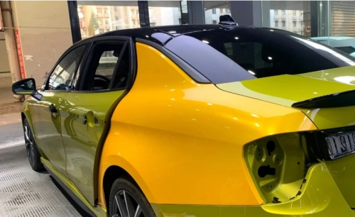 Gloss Metallic Golden Yellow Car Vinyl Wrap review 