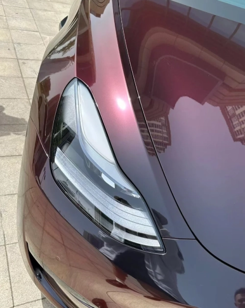 PET Gloss Shifting Red to Black Car Vinyl Wrap review 