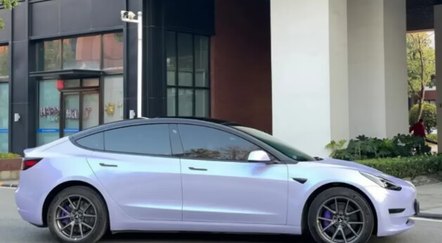 Twin-Color Silver Purple Car Vinyl Wrap  review 0