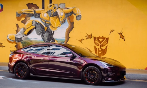 PET Gloss Shifting Red to Black Car Vinyl Wrap review 