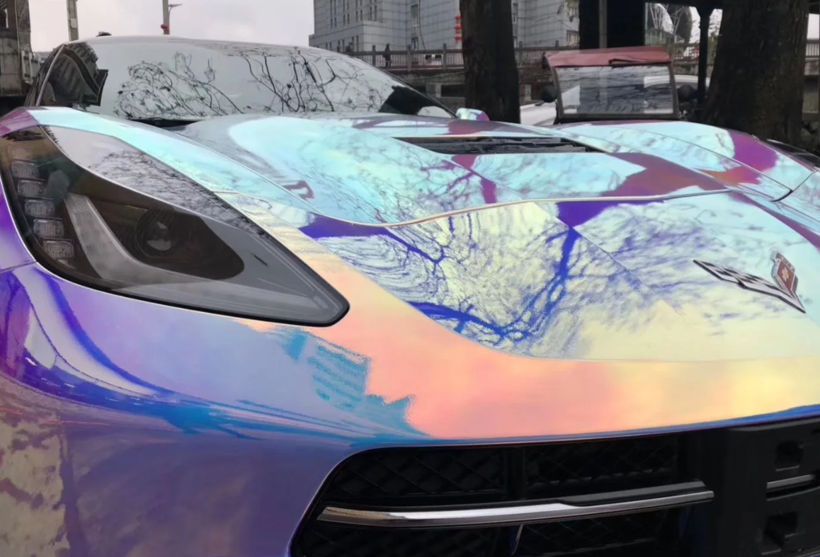 Holographic Chrome Rainbow White Car Vinyl Wrap (Non-Stretchable) review 0
