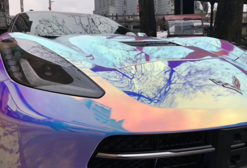 Holographic Chrome Rainbow White Car Vinyl Wrap (Non-Stretchable) review 